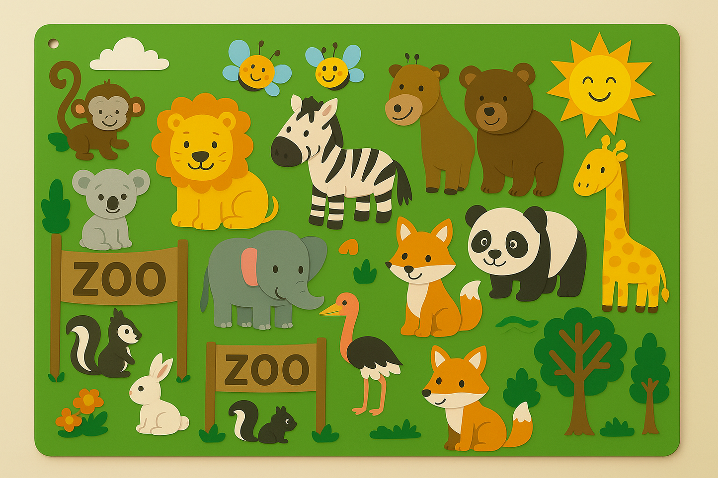 Wall Art Felt Board Zoo Learning Toy
