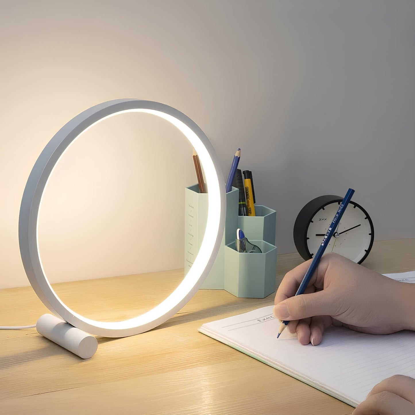 LED Table Lamp Ring Dimmable Bedside Light