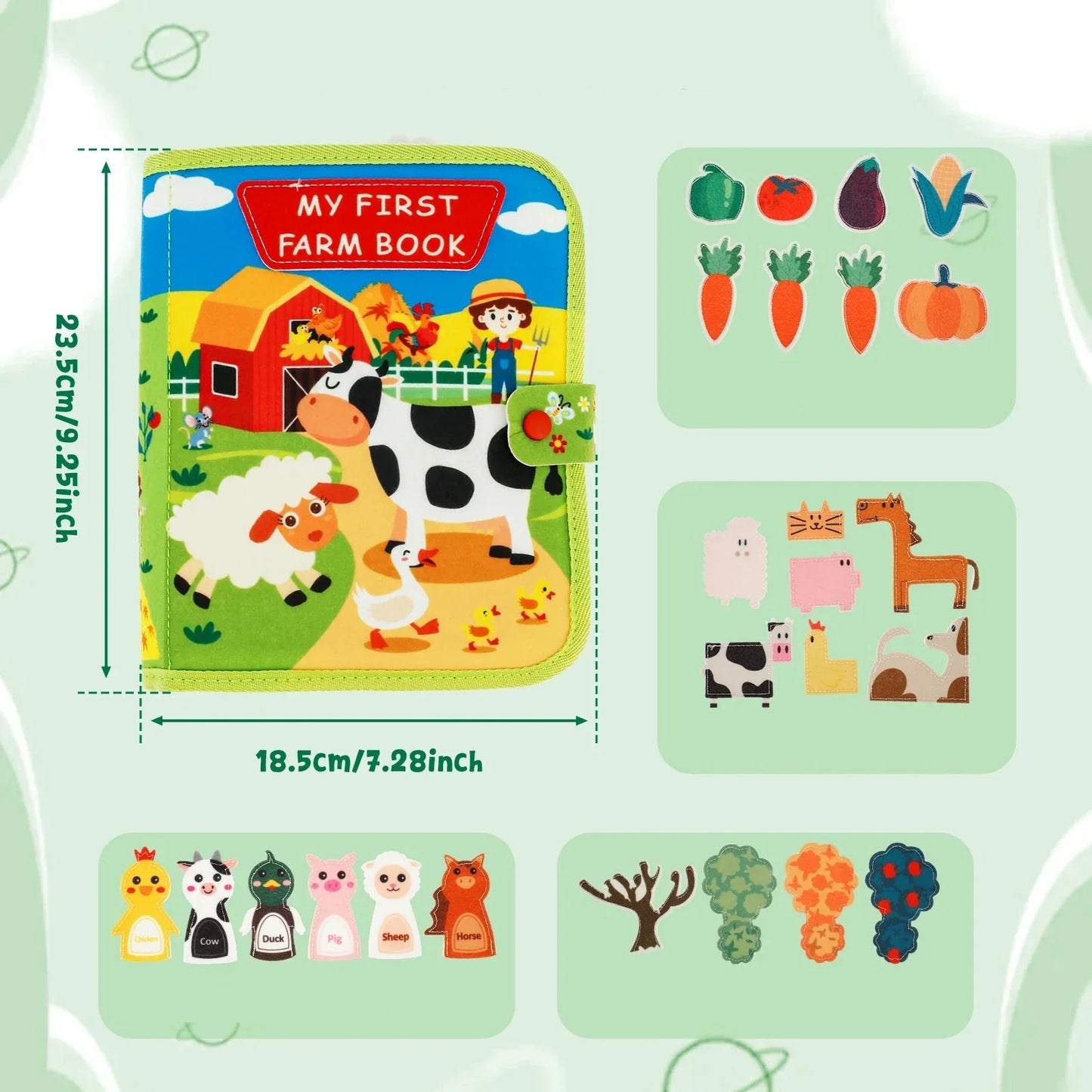 Educational Kids Book Interactive Farm Animals