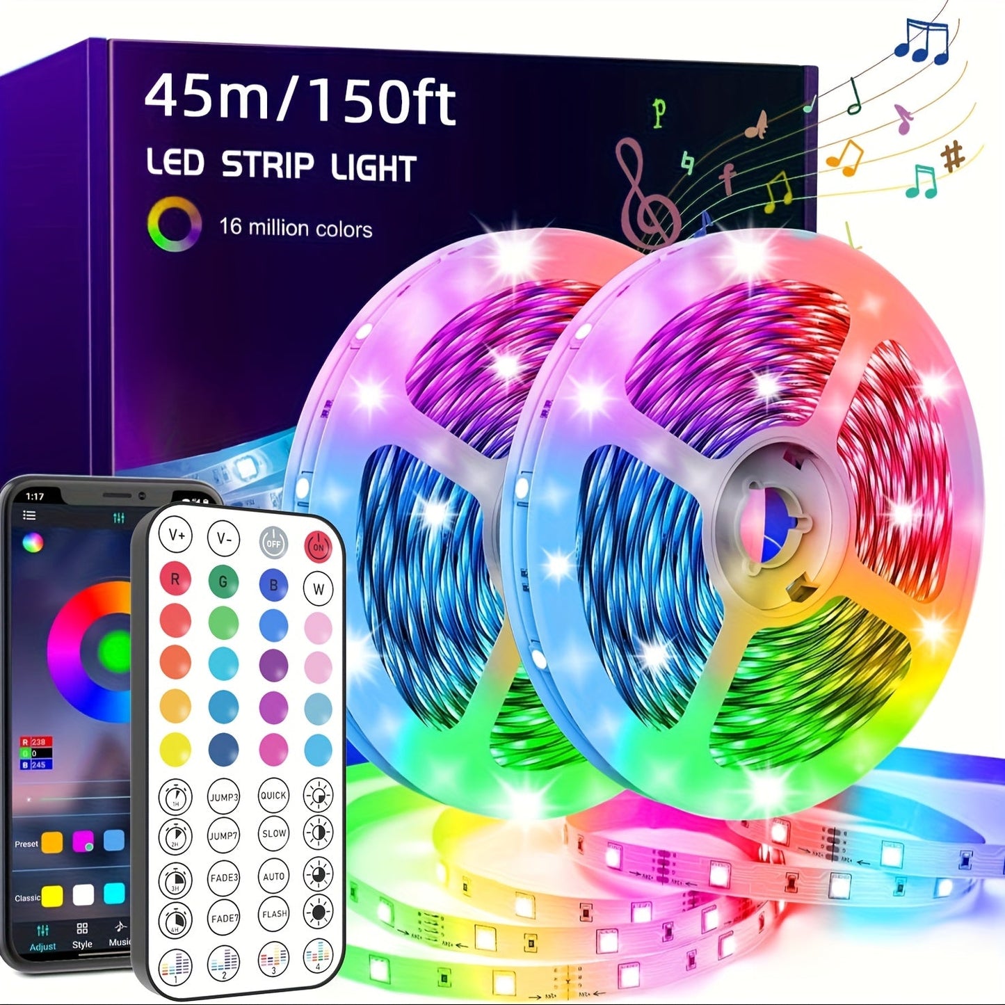 LED Strip Lights Colour Changing with Music Sync