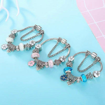 Sterling Silver Charm Bracelet Floral Elegant Gift