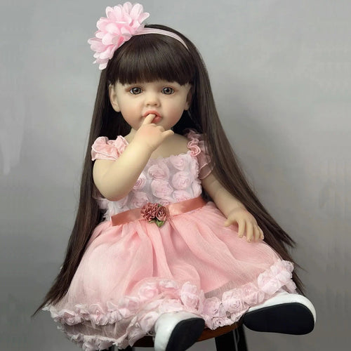 Dolls Vinyl Reborn Toddler Girl in Dress