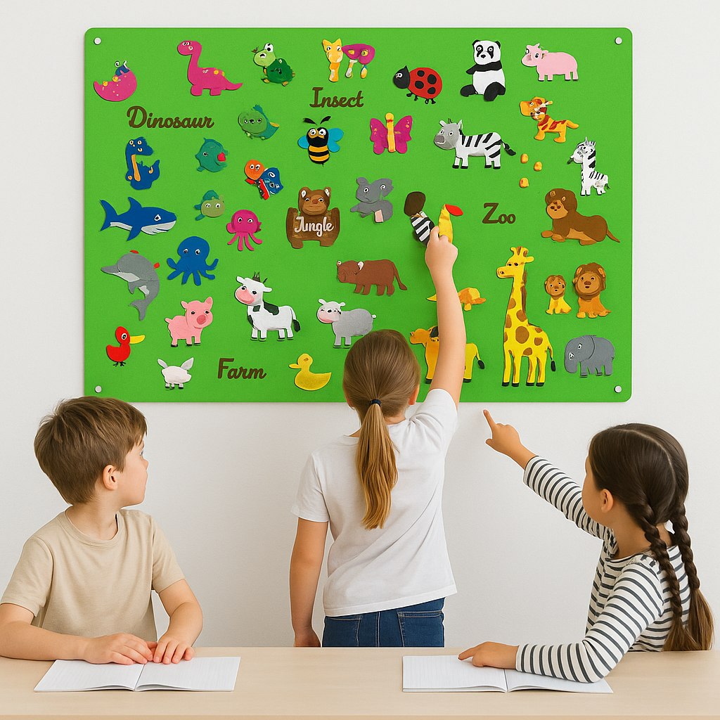 Wall Art Felt Board Zoo Learning Toy