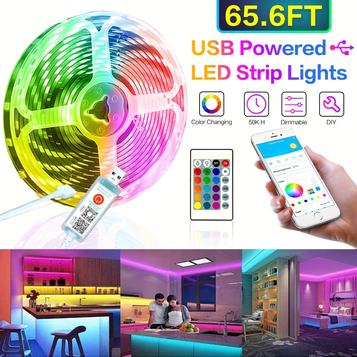LED Strip Lights Colour Changing with App Control