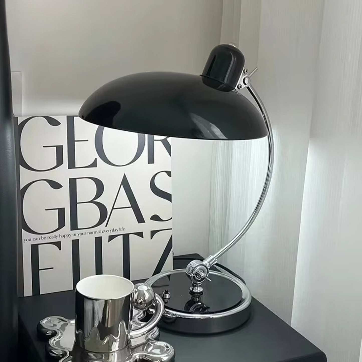 Table Lamp Bauhaus Style Chrome Iron Light