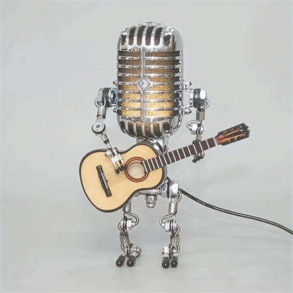 Table Lamp Robot Sculpture Metal Guitar Light