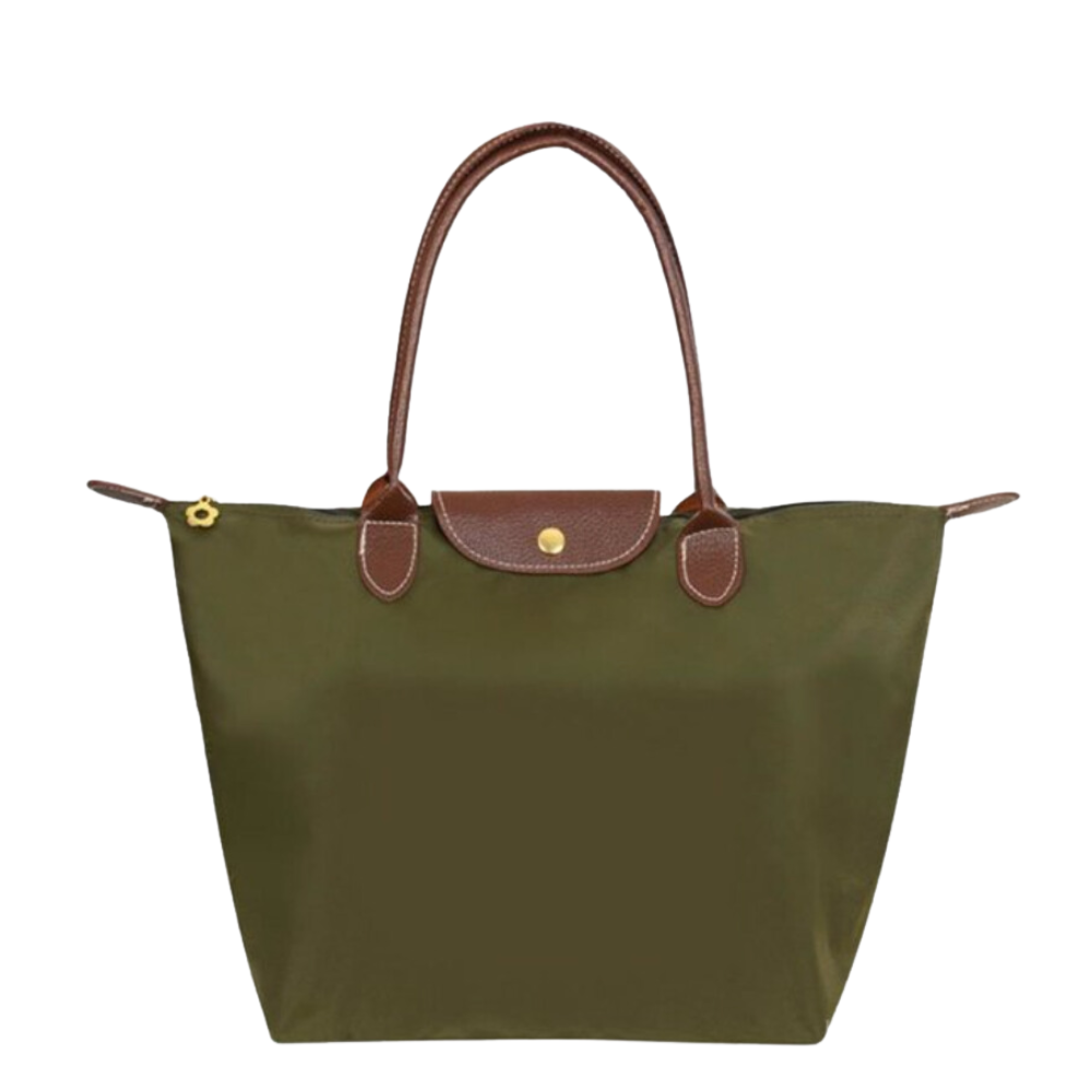Tote Bag with Leather Handles and Waterproof Lining