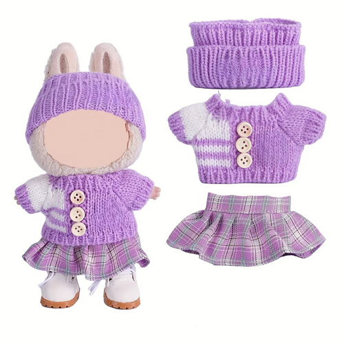Dolls Clothes Knitted Outfit Set Skirt Wool