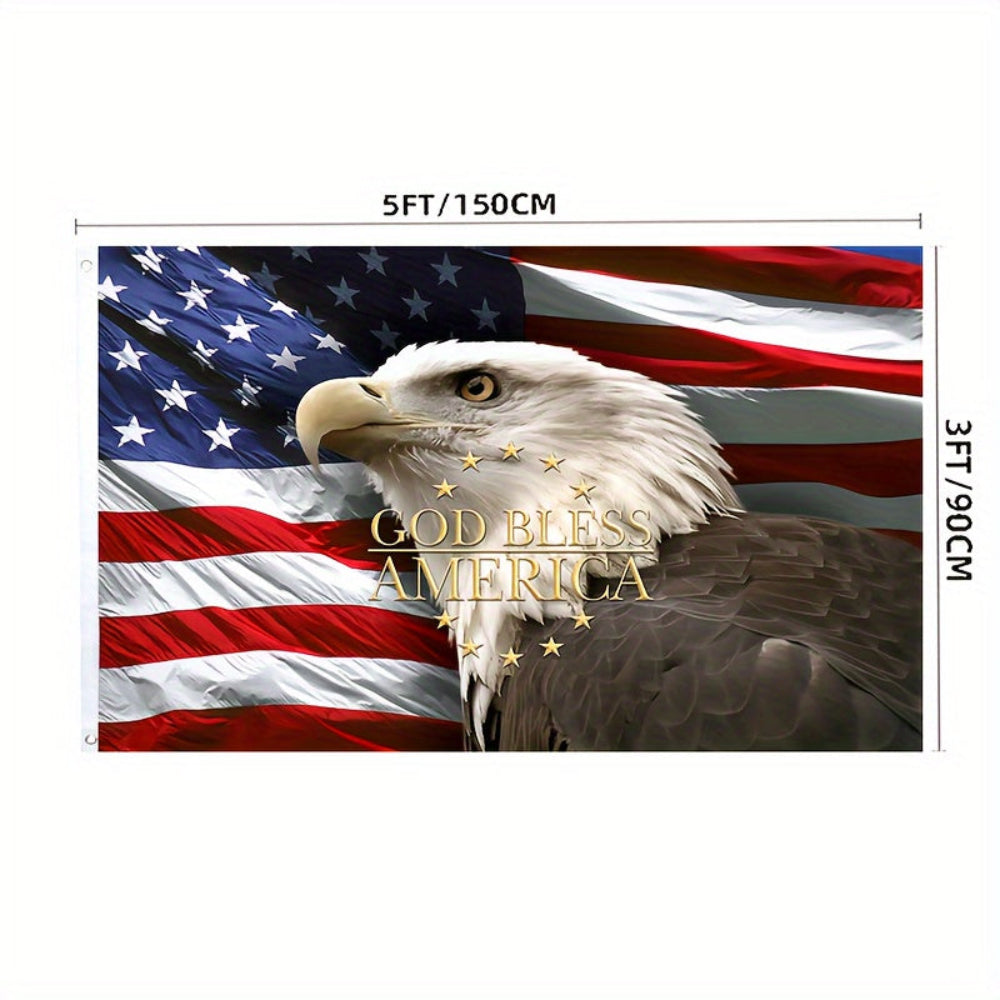 American Flag Wall Art Bald Eagle Patriotic God Bless America Print