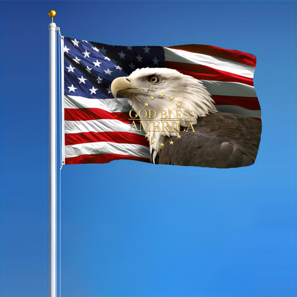 American Flag Wall Art Bald Eagle Patriotic God Bless America Print