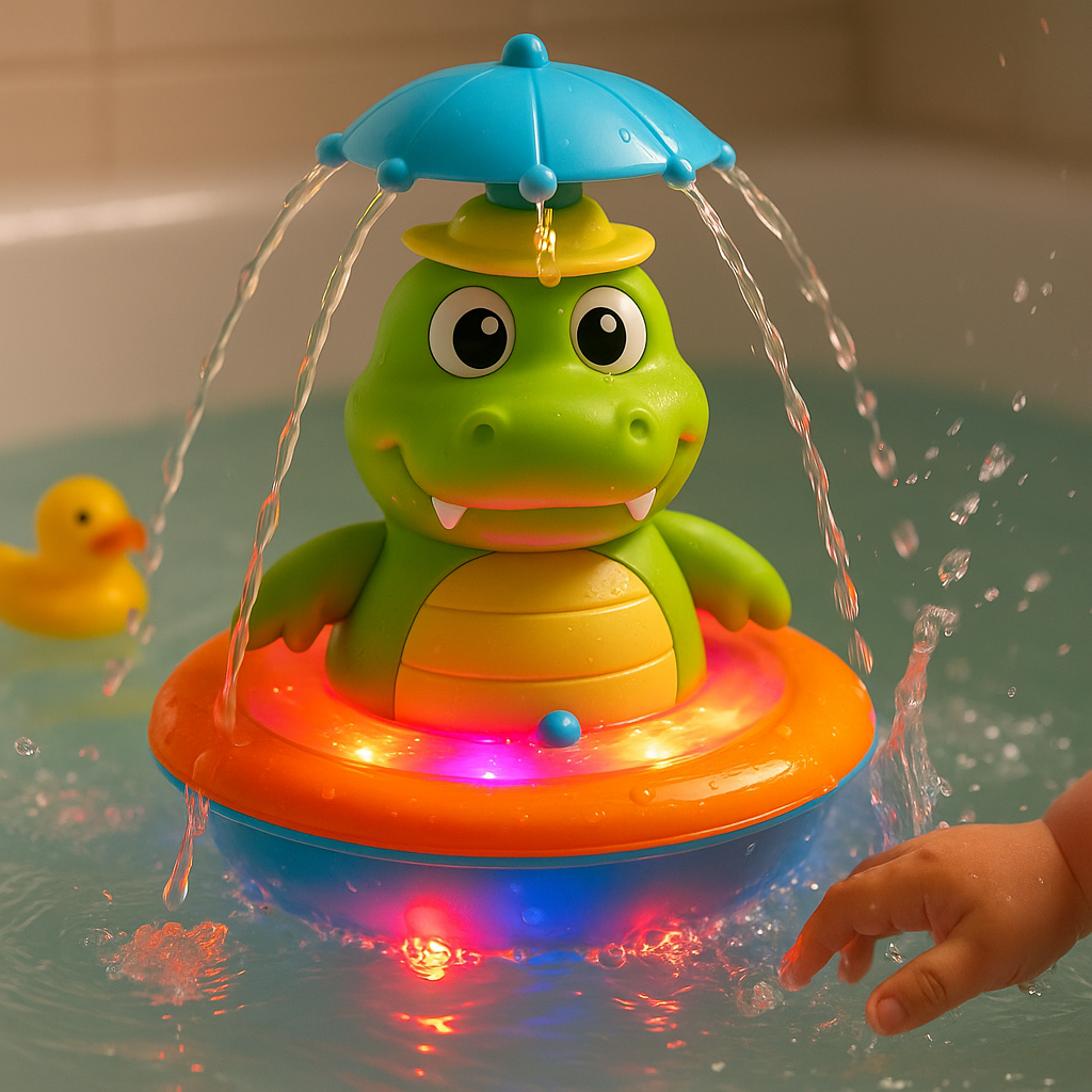 Bath Toy Sprayer Light-Up Floating Crocodile