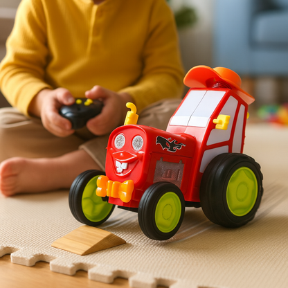 Remote Control Car Green Plastic Stunt Toy