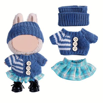 Dolls Clothes Knitted Outfit Set Skirt Wool