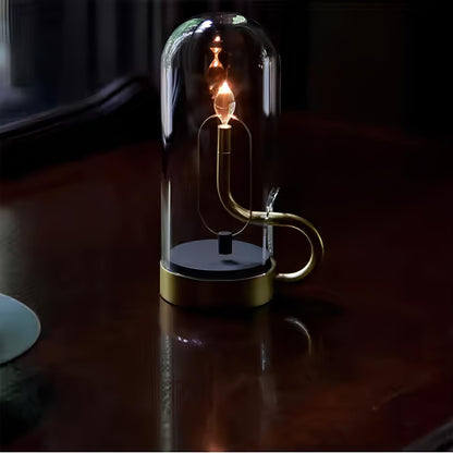 LED Table Lamp Glass Dome Rechargeable Light