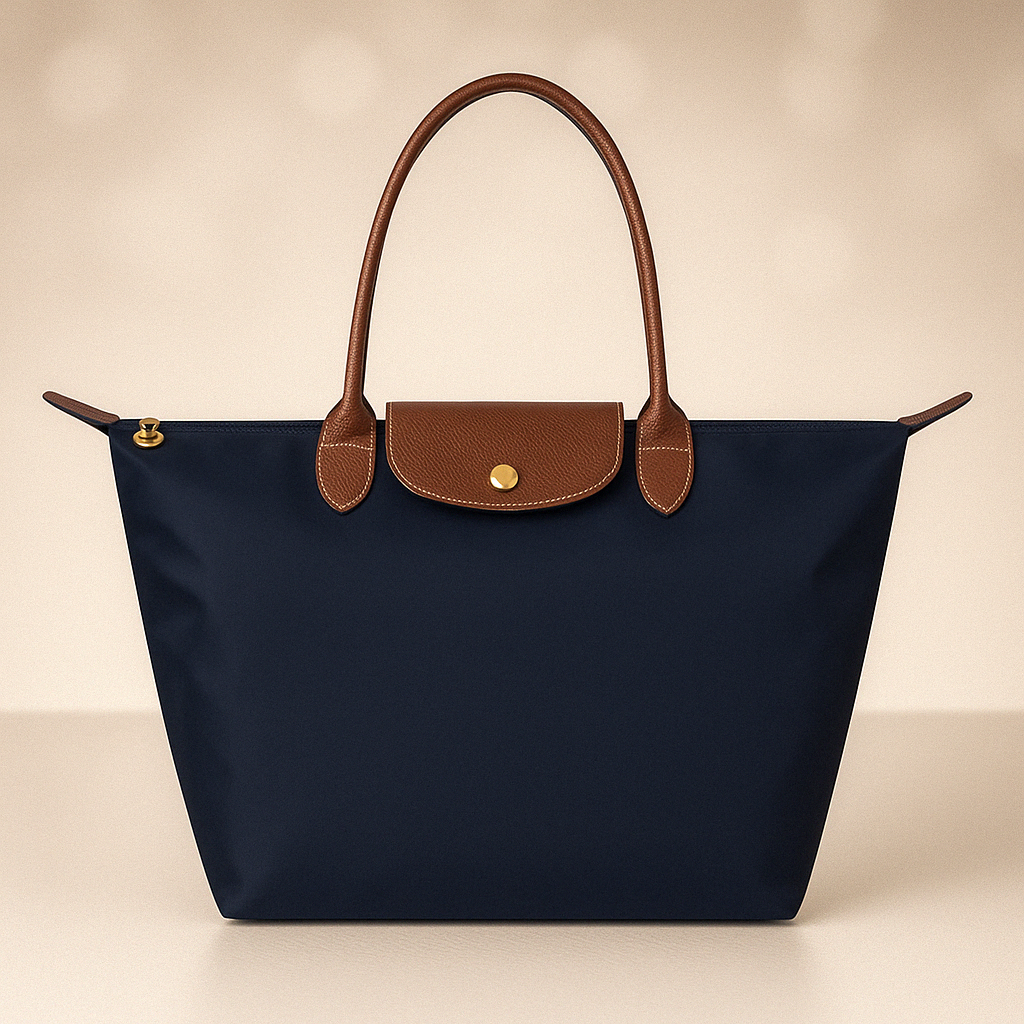 Tote Bag with Leather Handles and Waterproof Lining
