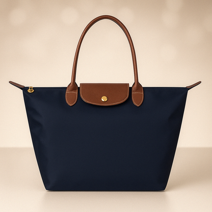 Tote Bag with Leather Handles and Waterproof Lining