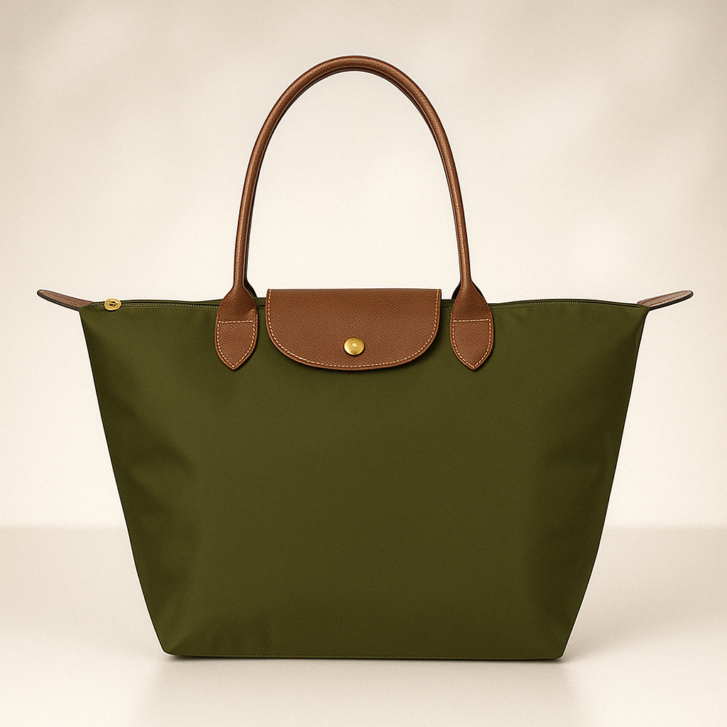 Tote Bag with Leather Handles and Waterproof Lining