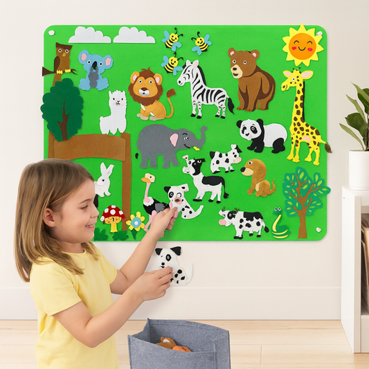 Kids Felt Animal Wall Art Learning Set