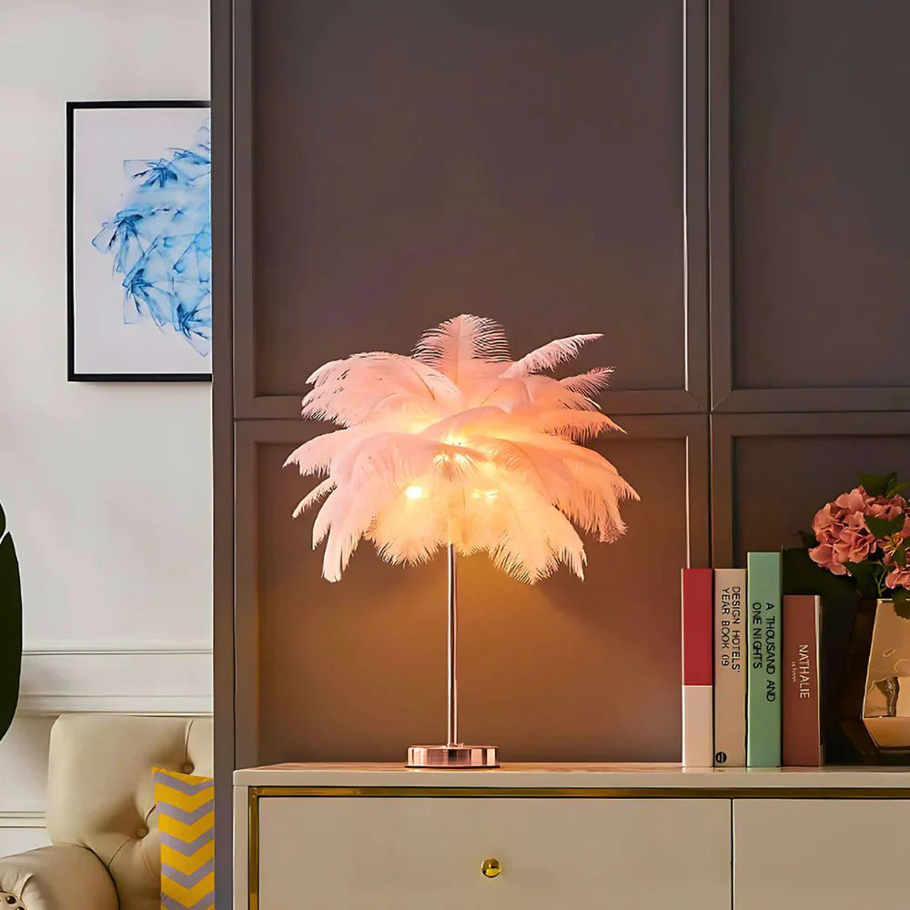 Feather Table Lamp Soft Glow Lighting
