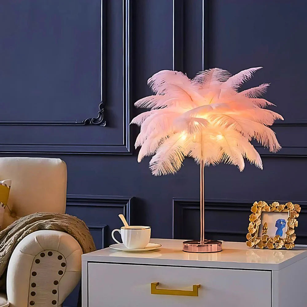 Feather Table Lamp Soft Glow Lighting