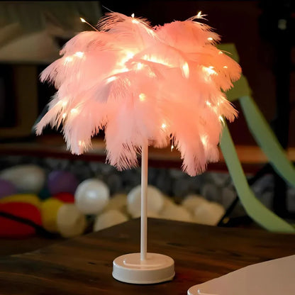 Feather Table Lamp Soft Glow Lighting