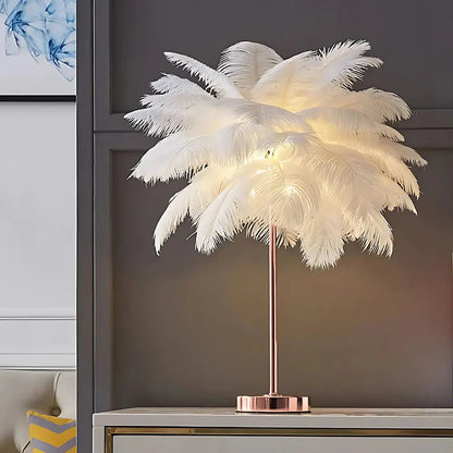 Feather Table Lamp Soft Glow Lighting
