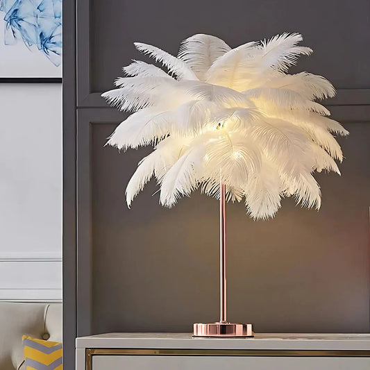 Feather Table Lamp Soft Glow Lighting