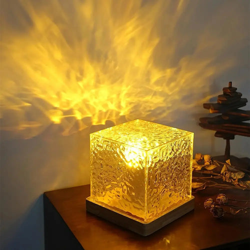 Table Lamp Glass Cube Ambient Light