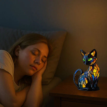 Stained Glass Cat Table Lamp