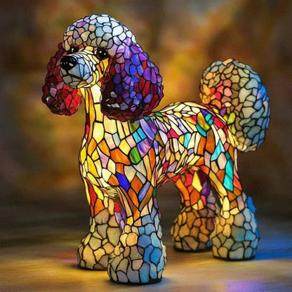 Stained Glass Dog Table Lamp Best Tiffany Style Pet Animal Home Decor