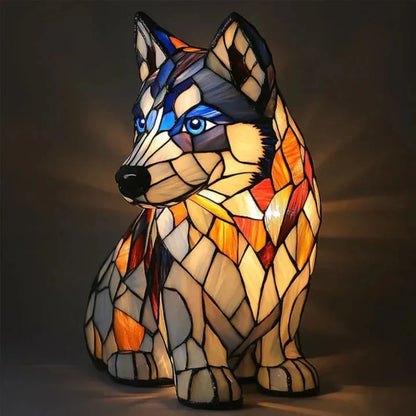 Stained Glass Dog Table Lamp Best Tiffany Style Pet Animal Home Decor