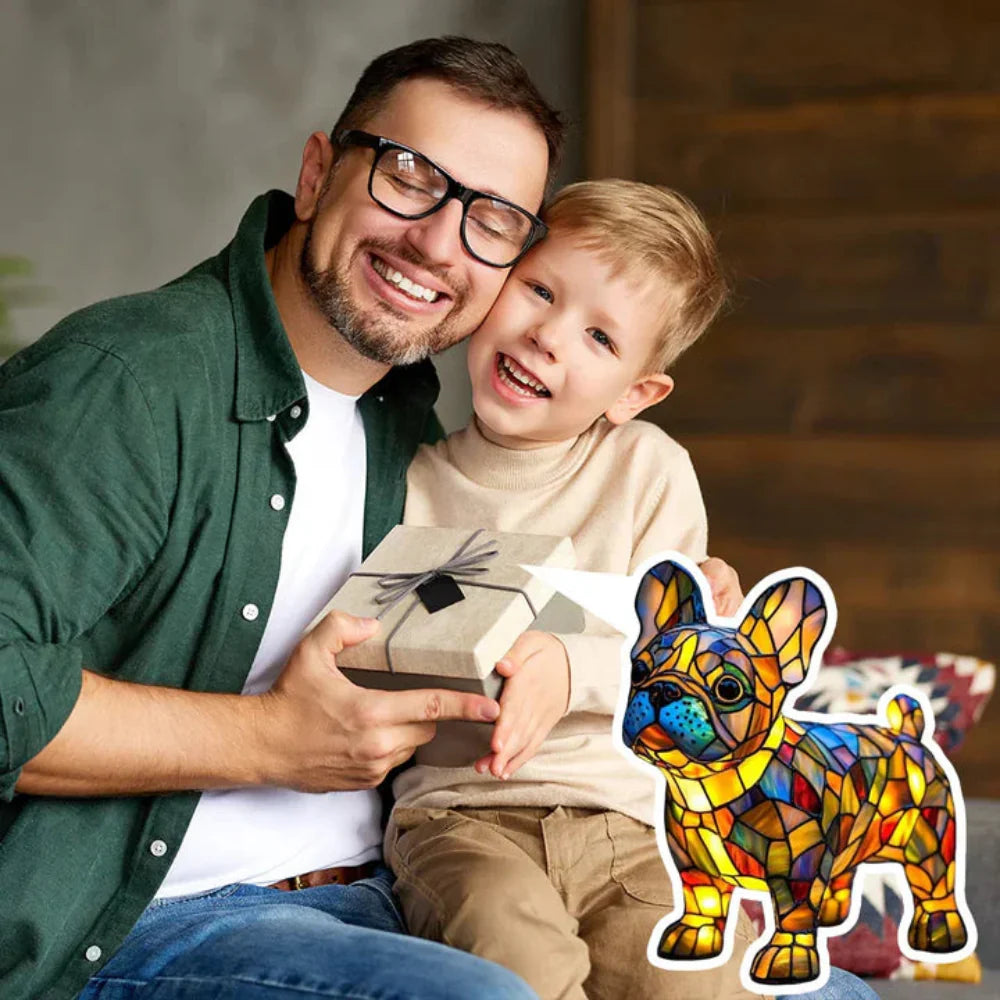 Stained Glass Dog Table Lamp Best Tiffany Style Pet Animal Home Decor