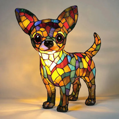 Stained Glass Dog Table Lamp Best Tiffany Style Pet Animal Home Decor