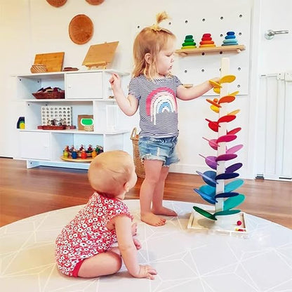 Wooden Marble Run Toy with Colourful Design