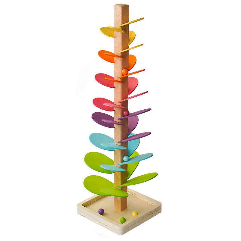 Wooden Marble Run Toy with Colourful Design