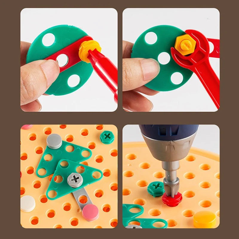 Construction Toy Set with Electric Drill Case