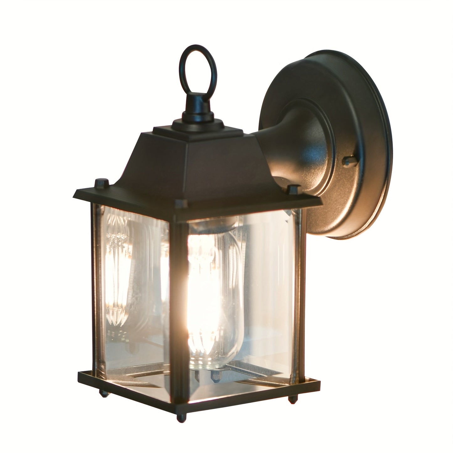 Outdoor Wall Light Glass Lantern Metal Frame