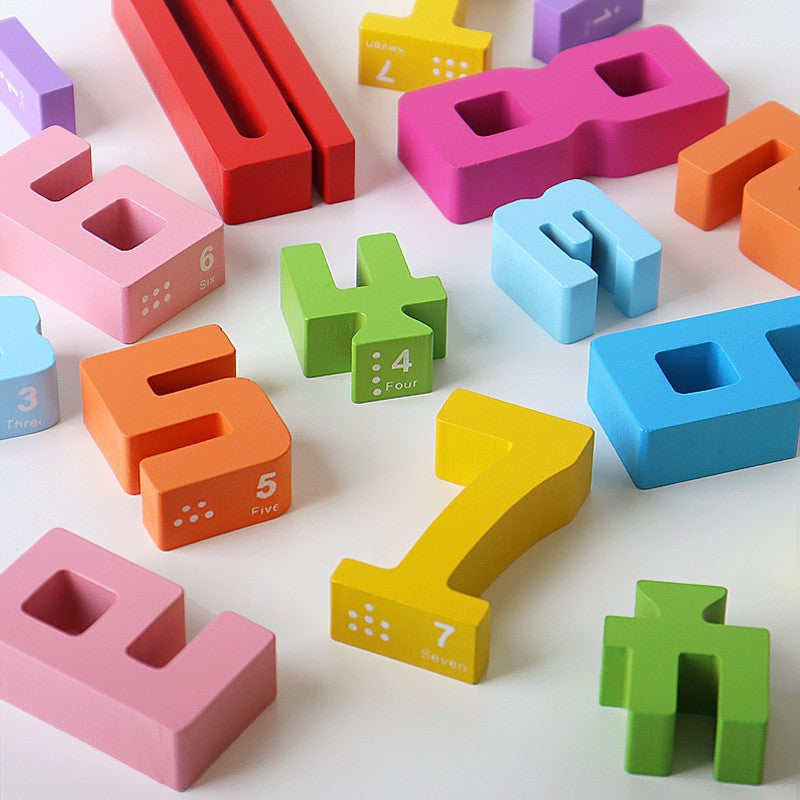 Wooden Maths Number Stacking Learning Blocks