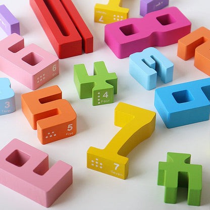 Wooden Maths Number Stacking Learning Blocks