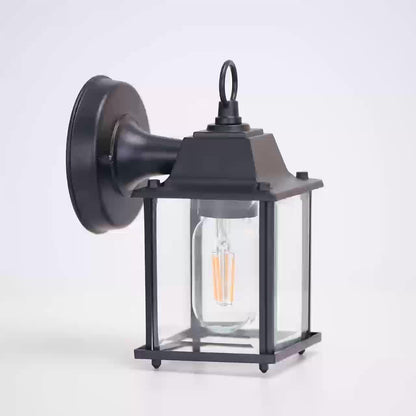 Outdoor Wall Light Glass Lantern Metal Frame