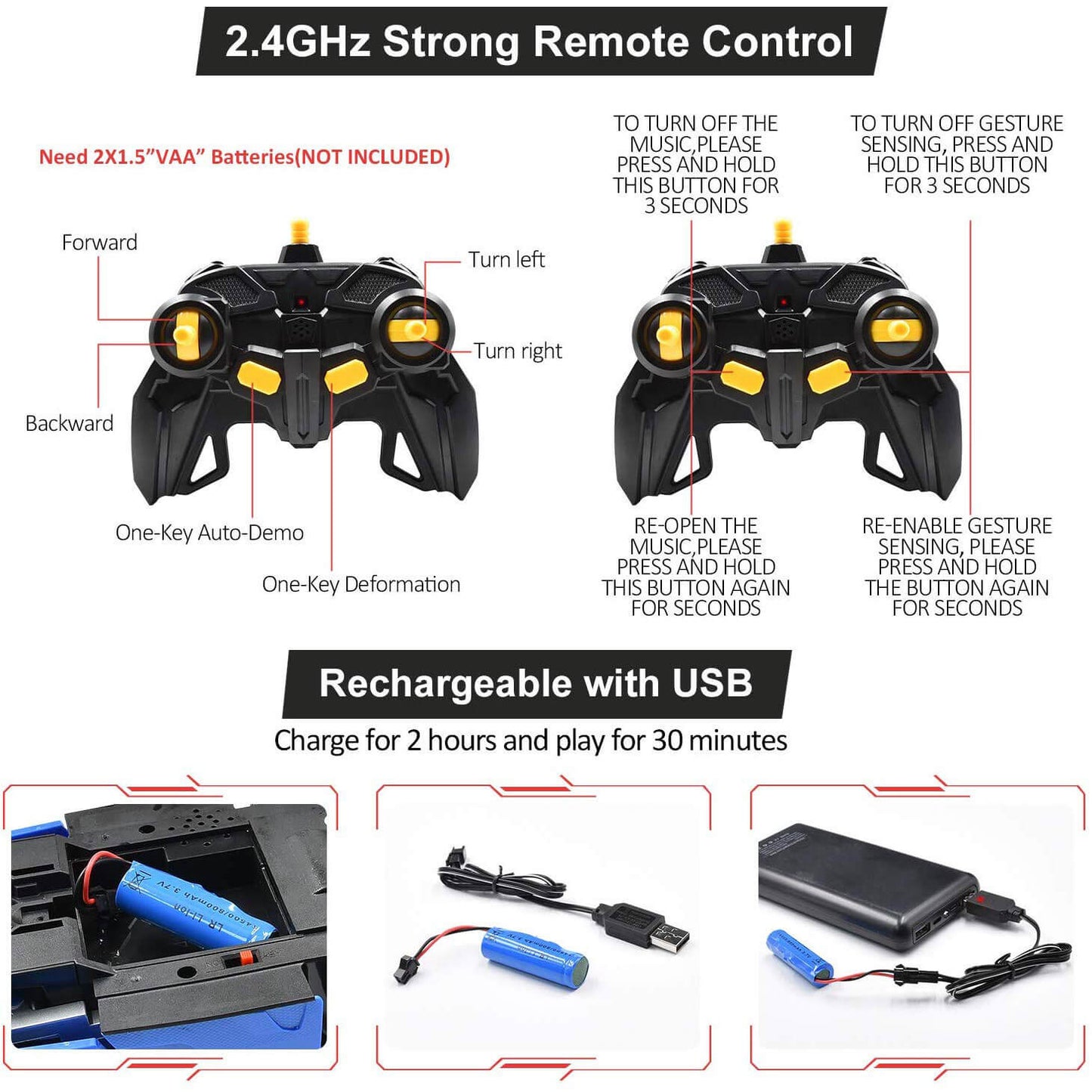 Remote Control Robot Car Transforming Toy