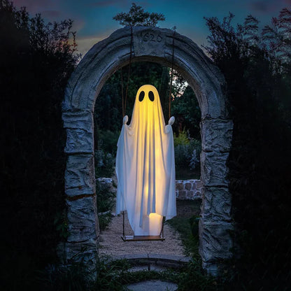 Halloween Outdoor Decoration Lighted Hanging Ghost Swing
