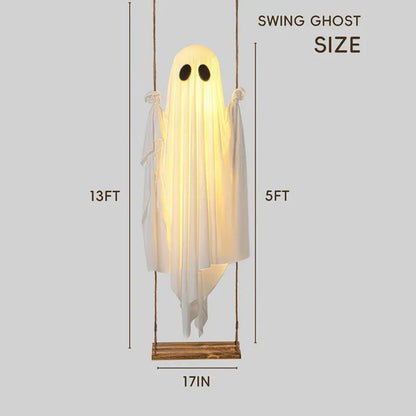 Halloween Outdoor Decoration Lighted Hanging Ghost Swing