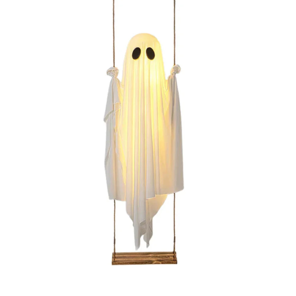 Halloween Outdoor Decoration Lighted Hanging Ghost Swing