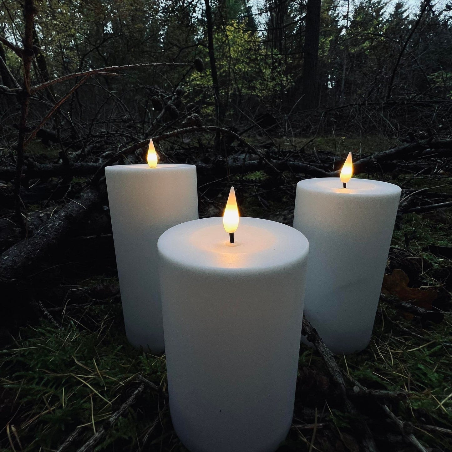 Outdoor LED Flameless Pillar Candle Set