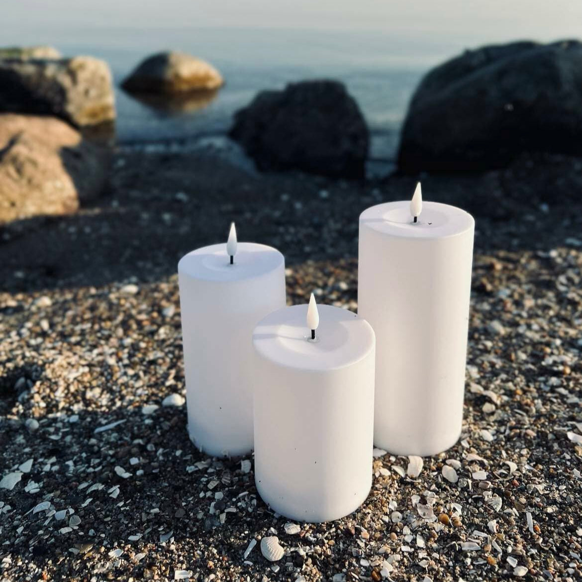 Outdoor LED Flameless Pillar Candle Set