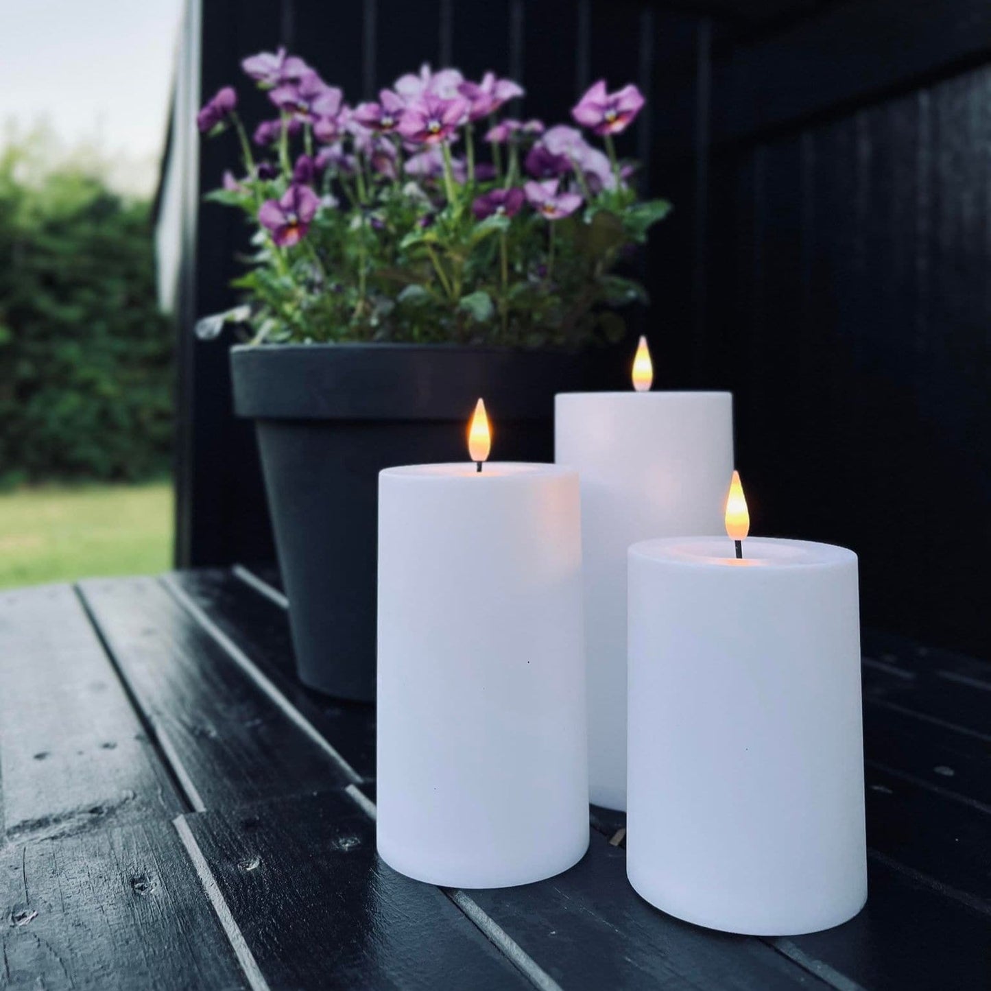 Outdoor LED Flameless Pillar Candle Set