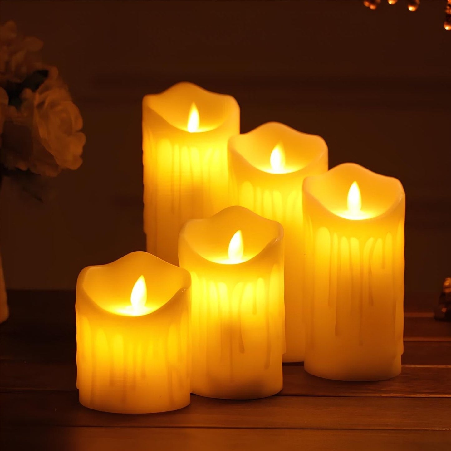 LED Pillar Candles Flickering Flame Effect