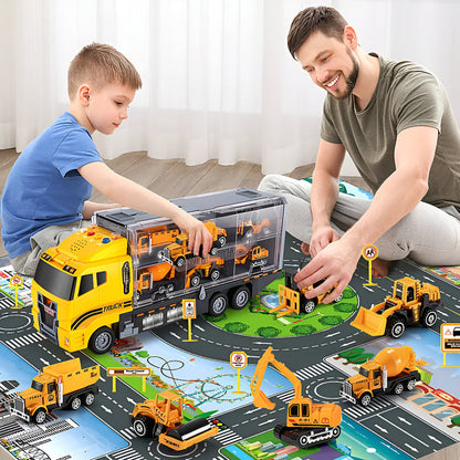 Toy Construction Vehicle Set with Carry Case