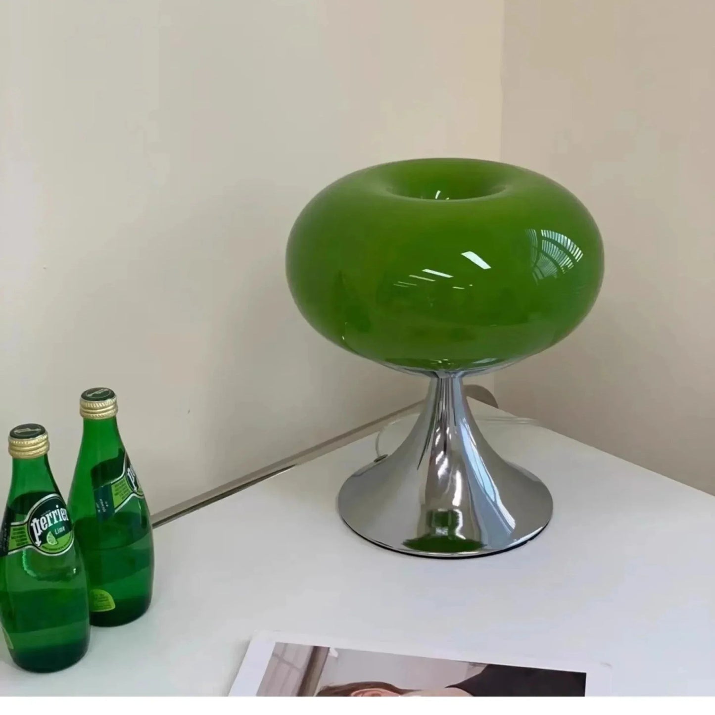 Table Lamp Modern Glass Chrome Base Light